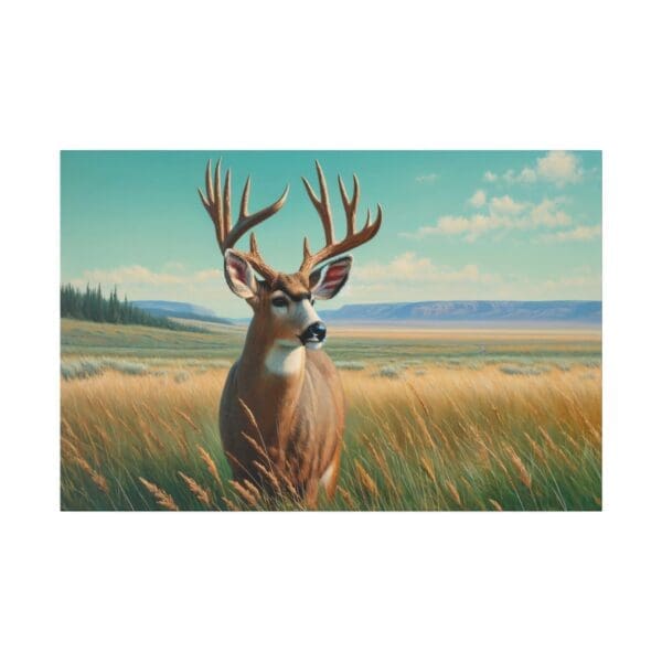 A large buck in a field of grass.