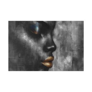 Abstract portrait with golden lips.