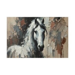 Abstract painting of a white horse.