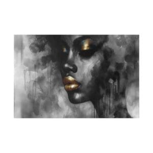 Abstract portrait with gold accents.