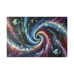 Black hole in a colorful galaxy.
