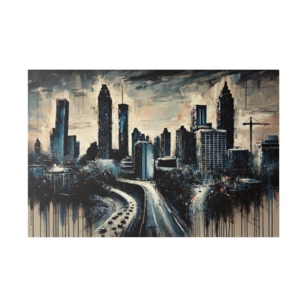 Atlanta skyline with highway and cars.