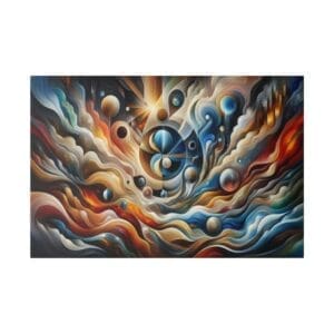 Abstract cosmic scene with swirling colors.