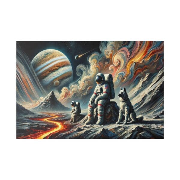 60813 - Moon Crew Dog - Canvas, Stretched Ready to Hang! - Image 3