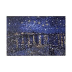 Starry night cityscape with couple.