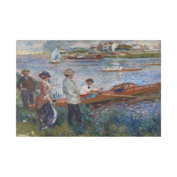 People watching a boat race on a river.