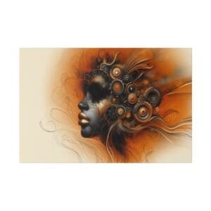 Abstract art of a woman with gears in her hair.