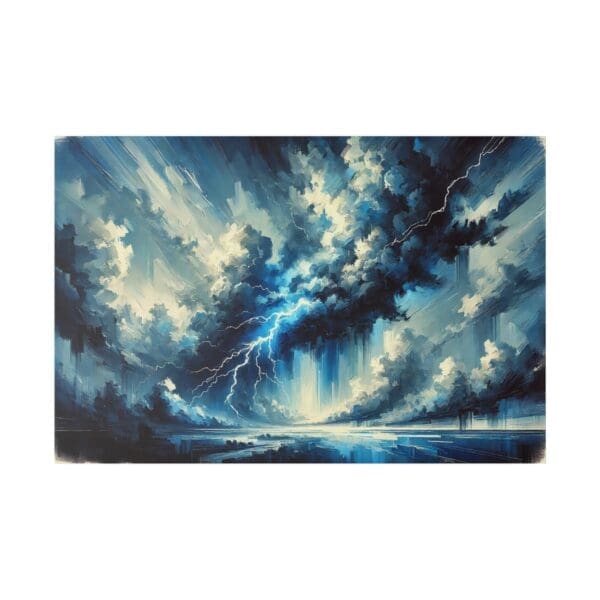 Painting of a stormy sky with lightning.