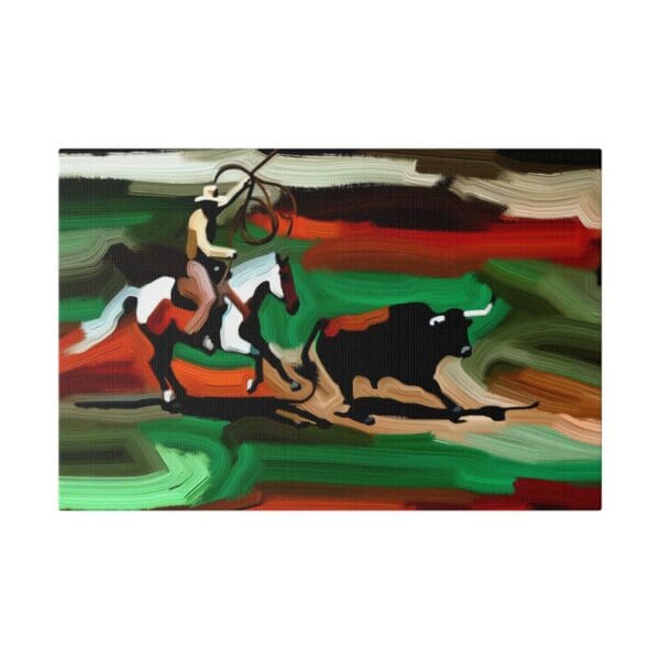 60544 - Abstract Bull Chase - Canvas, Stretched Ready to Hang! - Image 4