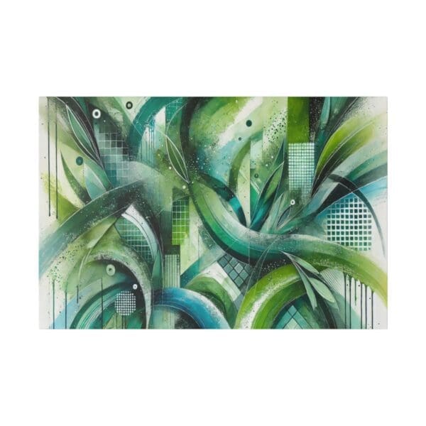 Abstract green and blue painting.
