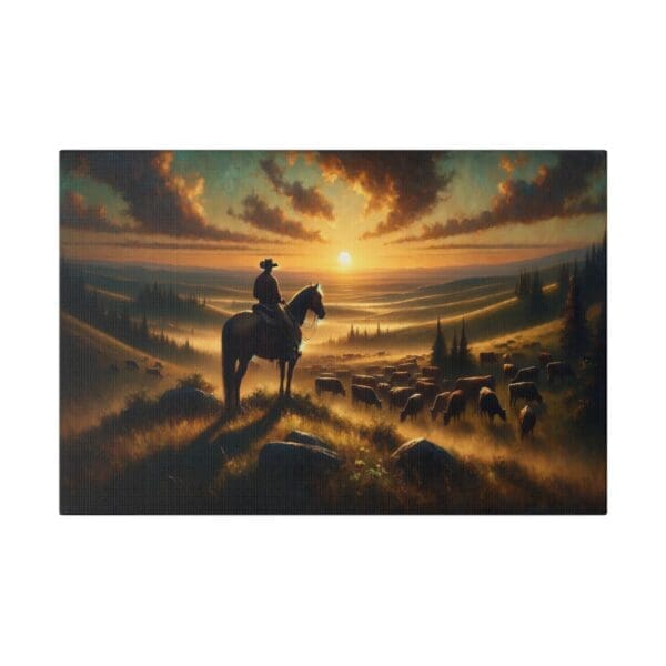 60521 - Cowboy Sunset - Canvas, Stretched Ready to Hang! - Image 4