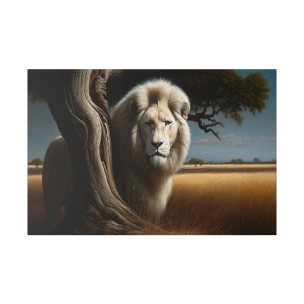 60413 - White Lion By Tree - Canvas, Stretched Ready to Hang! - Image 2