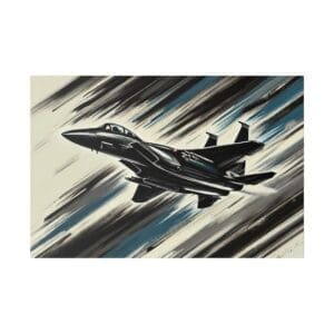 Black F-15E Strike Eagle jet flying.