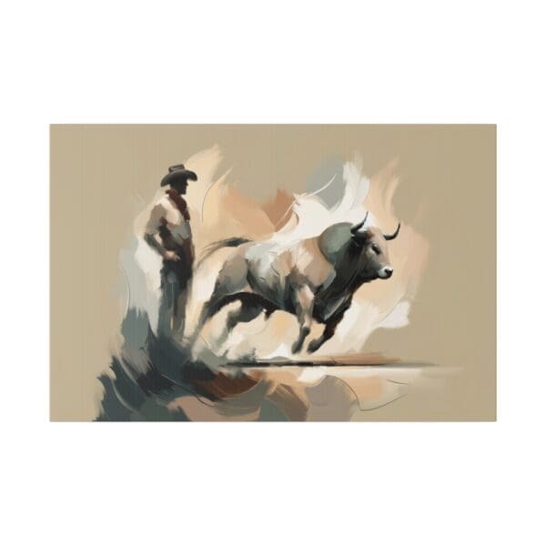 60526 - Cowboy and Bull - Canvas, Stretched Ready to Hang! - Image 5