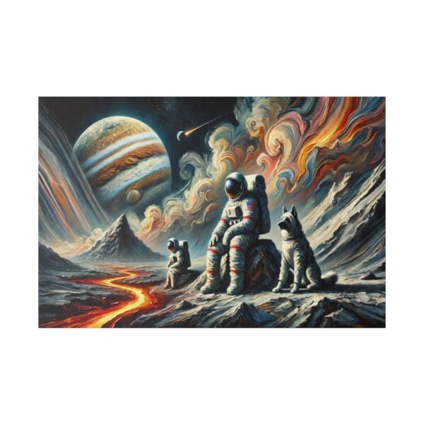 60813 - Moon Crew Dog - Canvas, Stretched Ready to Hang! - Image 2