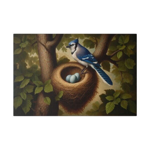60700 - Blue Jay Nest 3 Eggs - Canvas, Stretched Ready to Hang! - Image 4