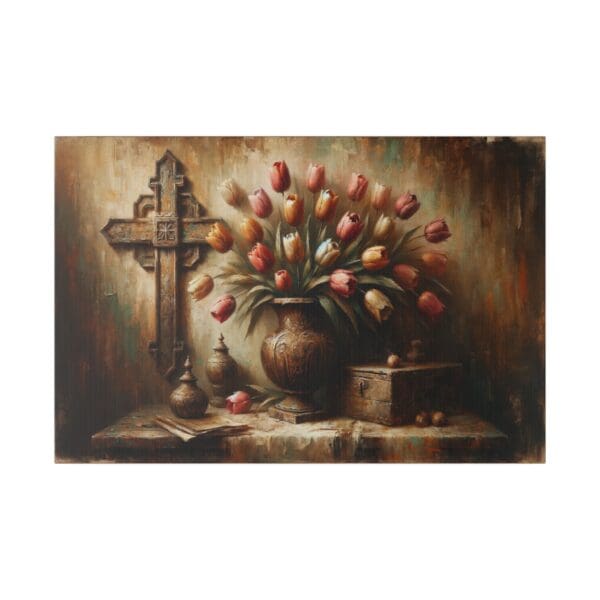 60000 - Cross And Tulips - Canvas, Stretched Ready to Hang! - Image 5