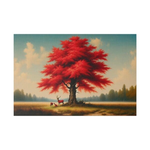 50405 - Red Maple & Deer - Canvas, Stretched Ready to Hang. - Image 2