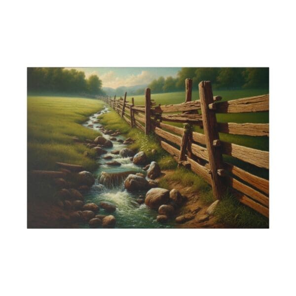 50407 - Fence & Stream II - Canvas, Stretched Ready to Hang. - Image 4