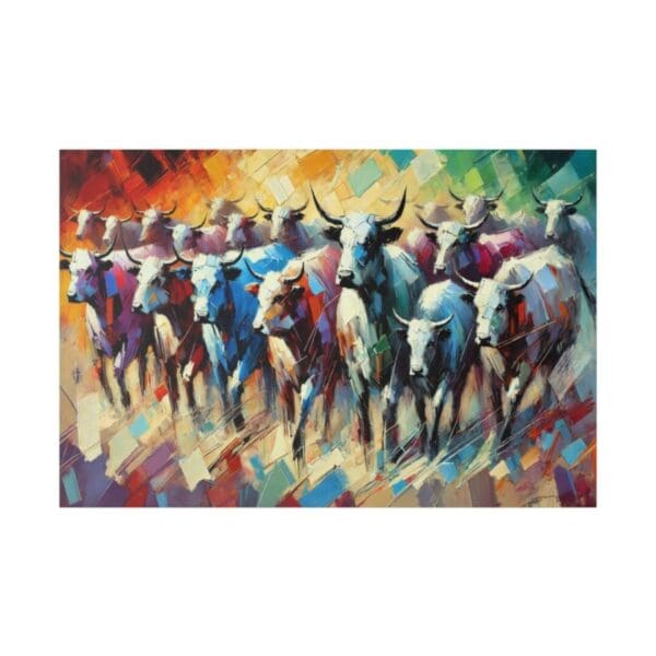 50112 - Cattle Herd Abstract - Canvas, Stretched Ready to Hang. - Image 3