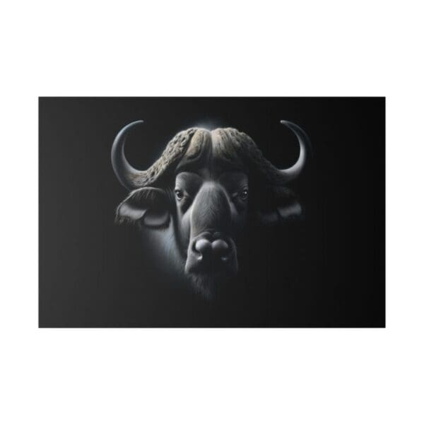 50014 - African Buffalo BW - Canvas, Stretched Ready to Hang. - Image 3