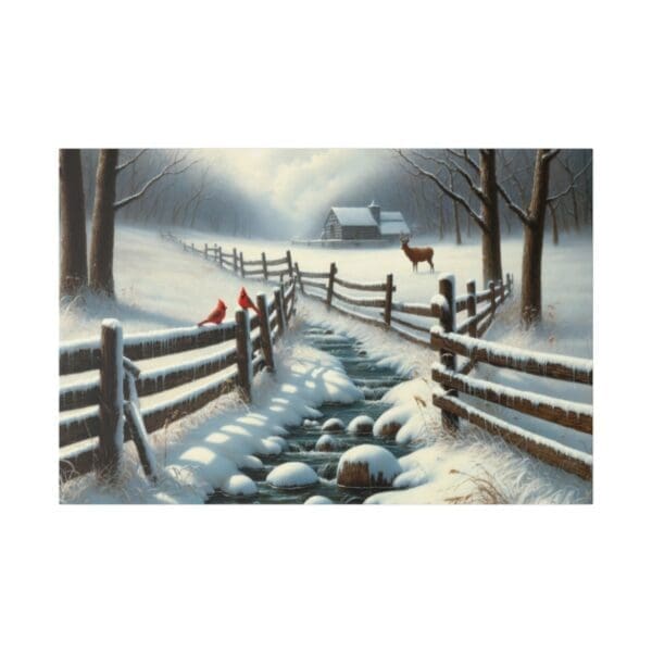 50411 - Cardinals & Deer - Canvas, Stretched Ready to Hang. - Image 3