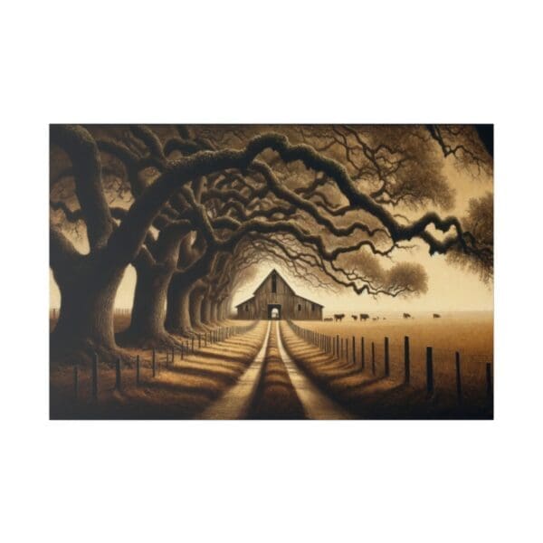 50414 - Oak Trees & Barn - Canvas, Stretched Ready to Hang. - Image 3