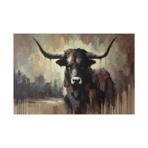 Abstract painting of a longhorn bull.