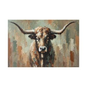 Abstract painting of a longhorn cow.