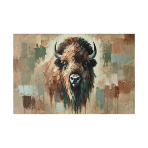 Painting of a bison looking at the viewer.
