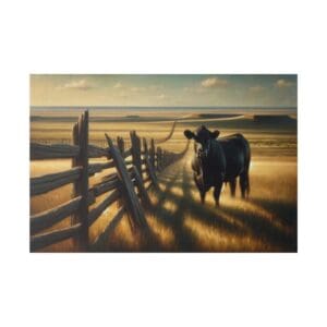Cow standing by a wooden fence.
