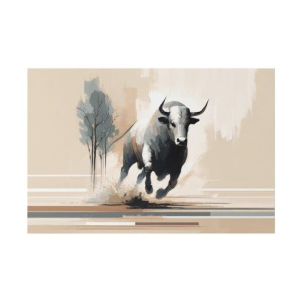 50124 - Bull Charging II - Canvas, Stretched Ready to Hang.
