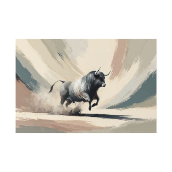 50125 - Bull Charging III - Canvas, Stretched Ready to Hang.