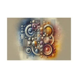 Abstract geometric pattern with circles and squares.