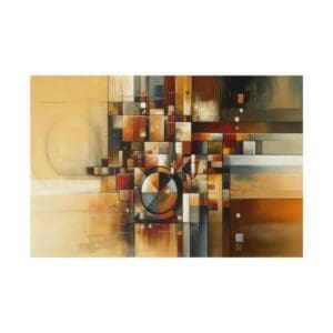 Abstract geometric shapes in earthy tones.