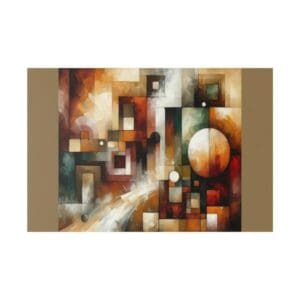 Abstract geometric shapes in warm colors.