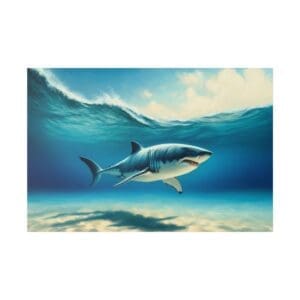 Great white shark swimming underwater.