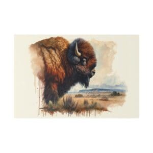 Watercolor painting of a brown bison.