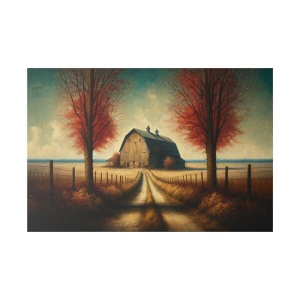 A rustic barn on a country road.