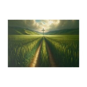 Cross in a field with two paths.