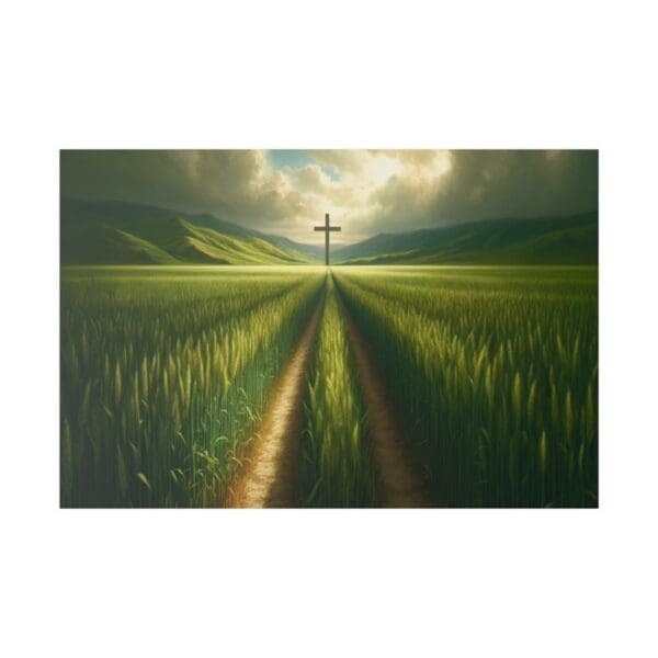 Cross in a field with two paths.
