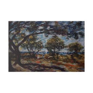 Painting of a landscape with trees and people.