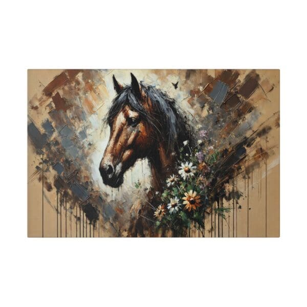 50520 - Brown Horse Flowers II - Canvas, Stretched Ready to Hang. - Image 4