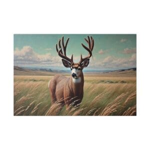 A large buck deer standing in a field.