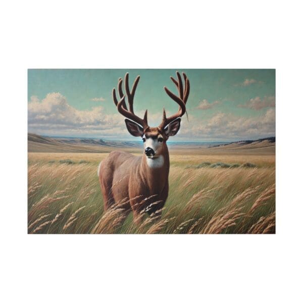 A large buck deer standing in a field.