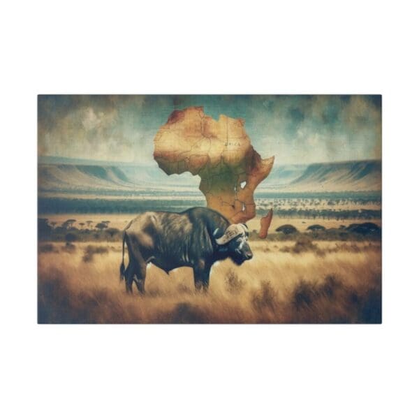 50012 - African Buffalo & Map - Canvas, Stretched Ready to Hang. - Image 4
