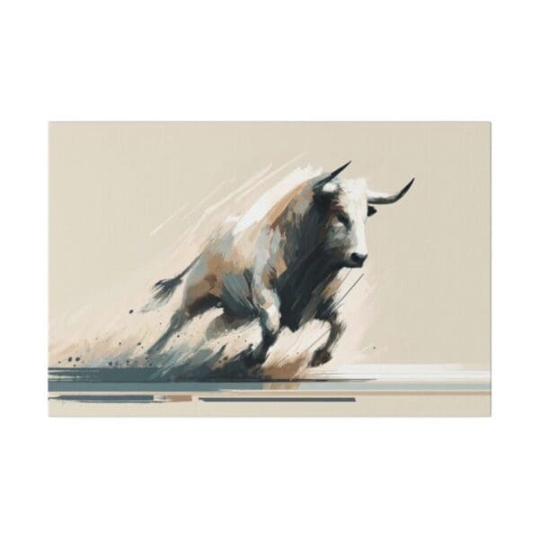 50123 - Bull Charging - Canvas, Stretched Ready to Hang. - Image 3
