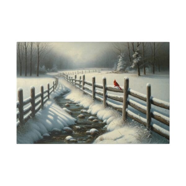 50409 - Cardinal Fence Winter - Canvas, Stretched Ready to Hang. - Image 3