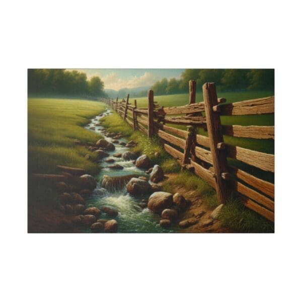 50407 - Fence & Stream II - Canvas, Stretched Ready to Hang. - Image 3