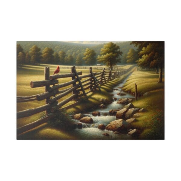 50408 - Cardinal Fence - Canvas, Stretched Ready to Hang. - Image 4